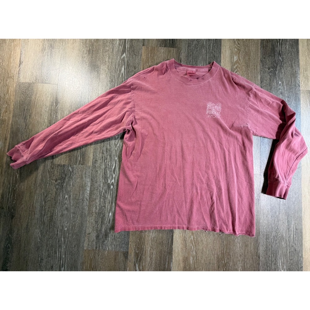 Comfort Colors T-Shirt Mens L Red Theta Chi University of Alabama Long Sleeve